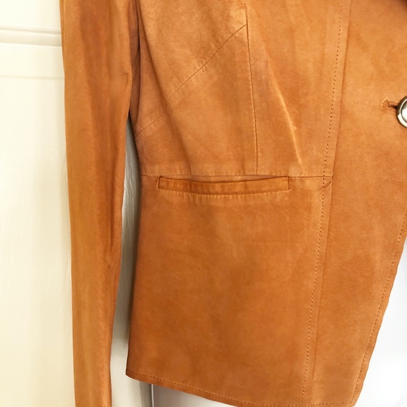 Anne Klein Collared Leather Jacket Burnt Orange - Picture 3 of 8